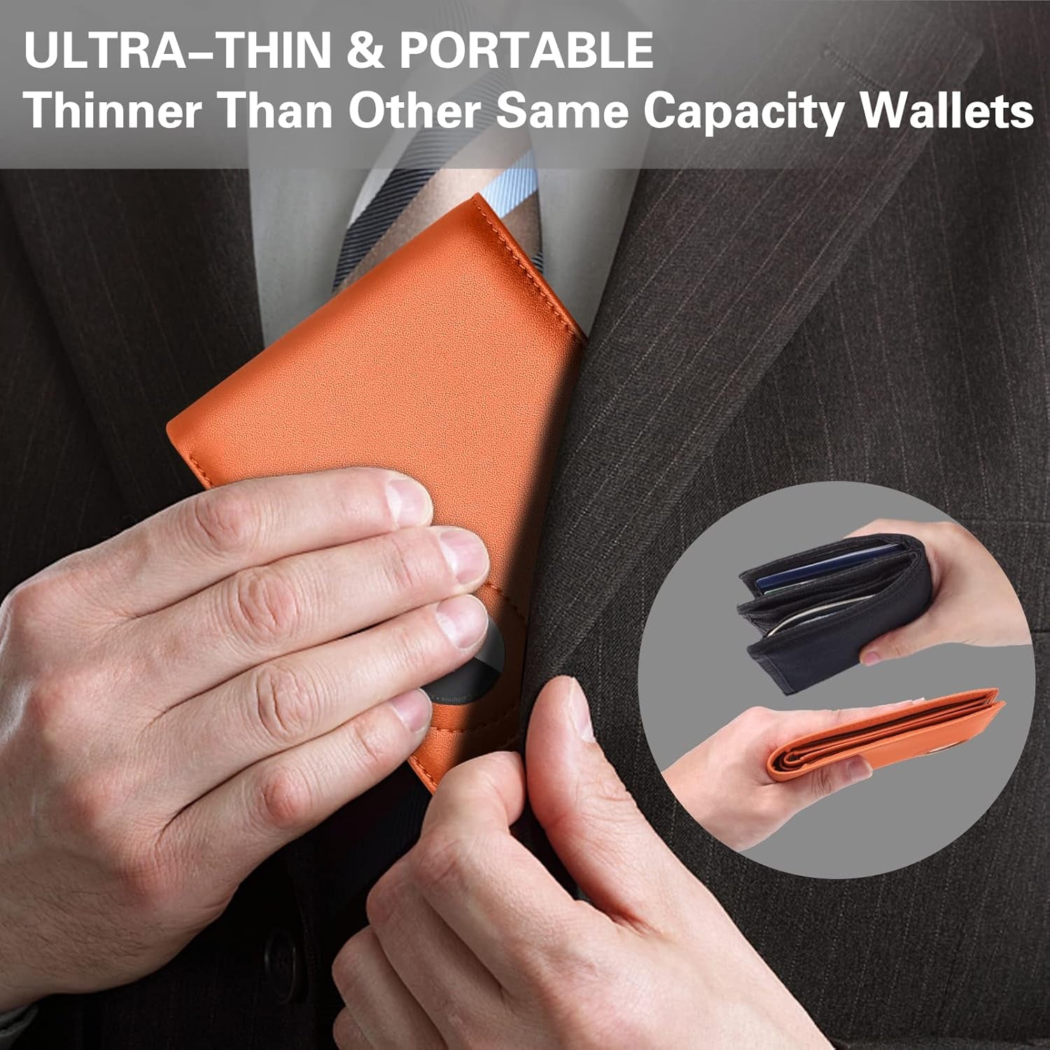 Men's RFID Leather Wallet with AirTag Holder: Slim & Secure Bifold - Abbycart