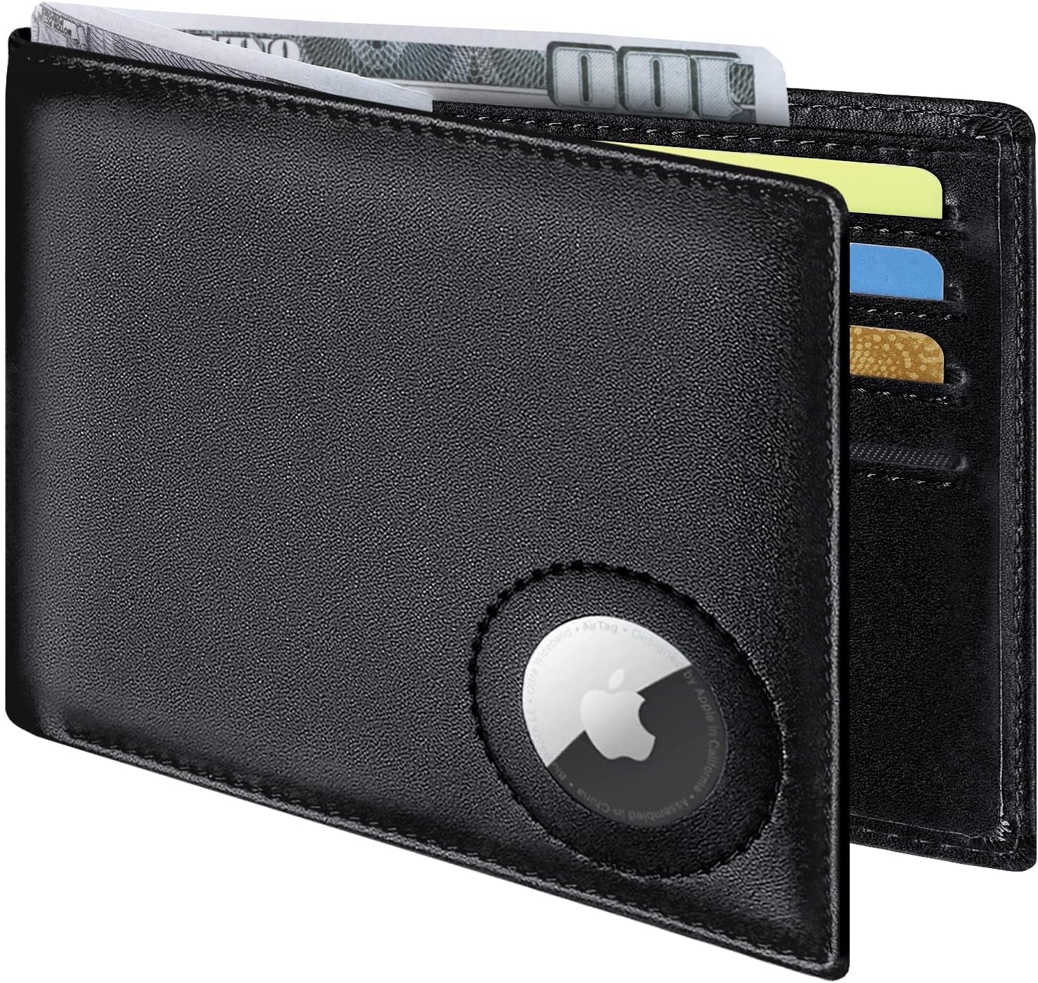 Men's RFID Leather Wallet with AirTag Holder: Slim & Secure Bifold - Abbycart