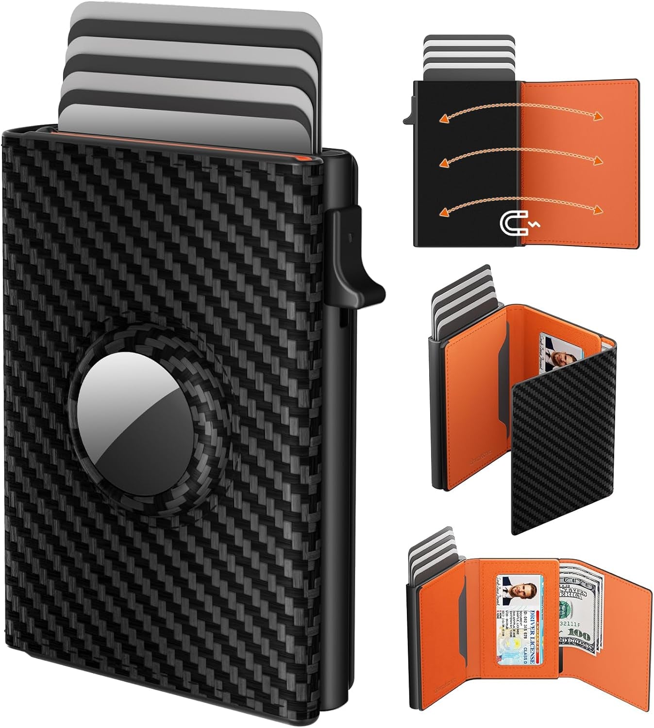 Men's RFID Leather Wallet with AirTag Holder - Slim & Secure Card Case - Abbycart