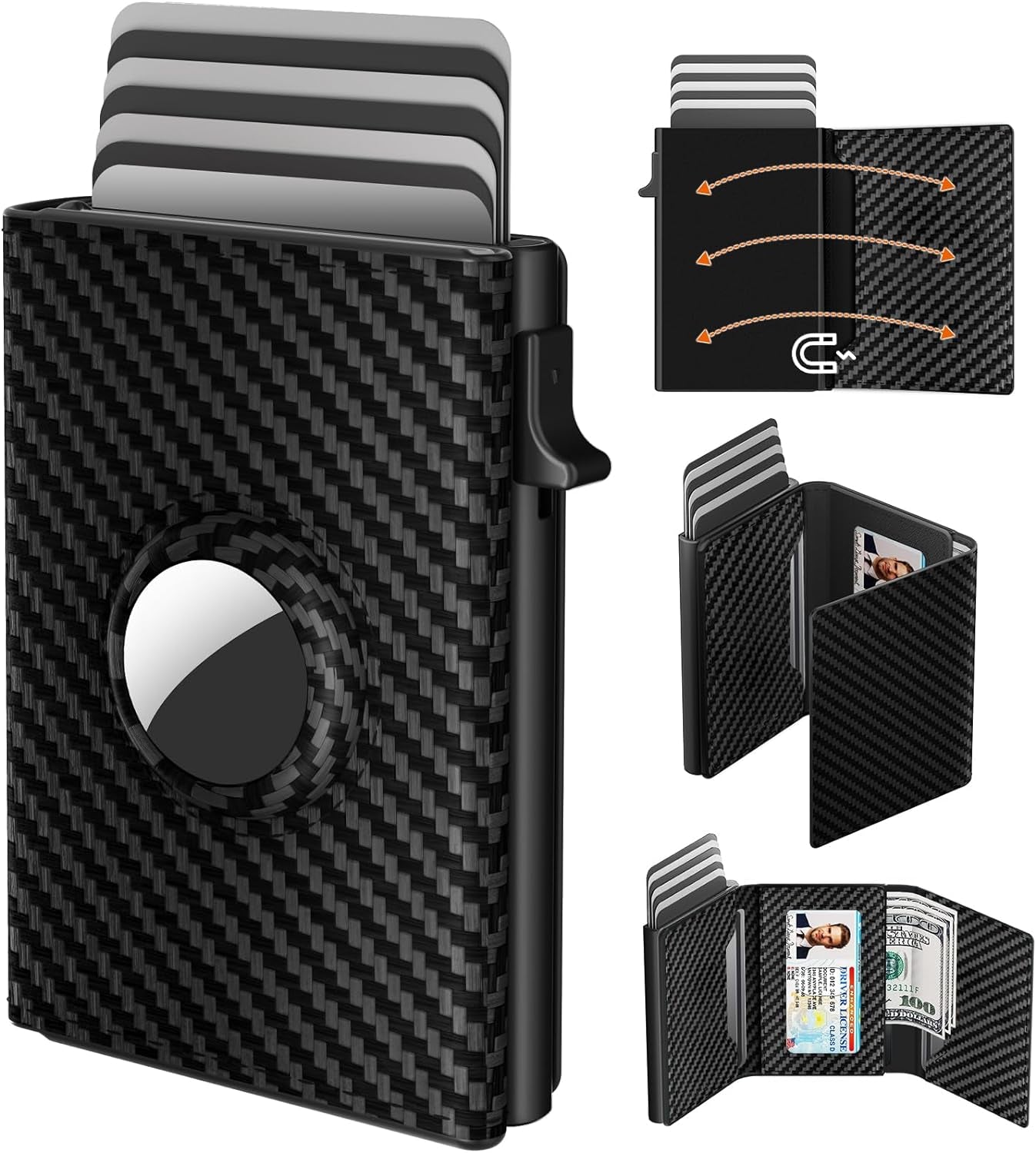 Men's RFID Leather Wallet with AirTag Holder - Slim & Secure Card Case - Abbycart