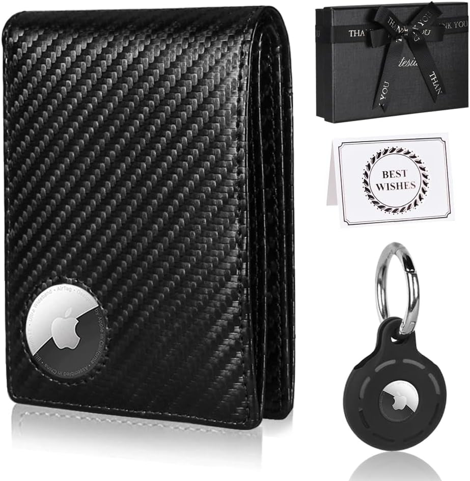 Men's RFID Leather Wallet with Built - In AirTag Holder - Slim & Secure - Abbycart