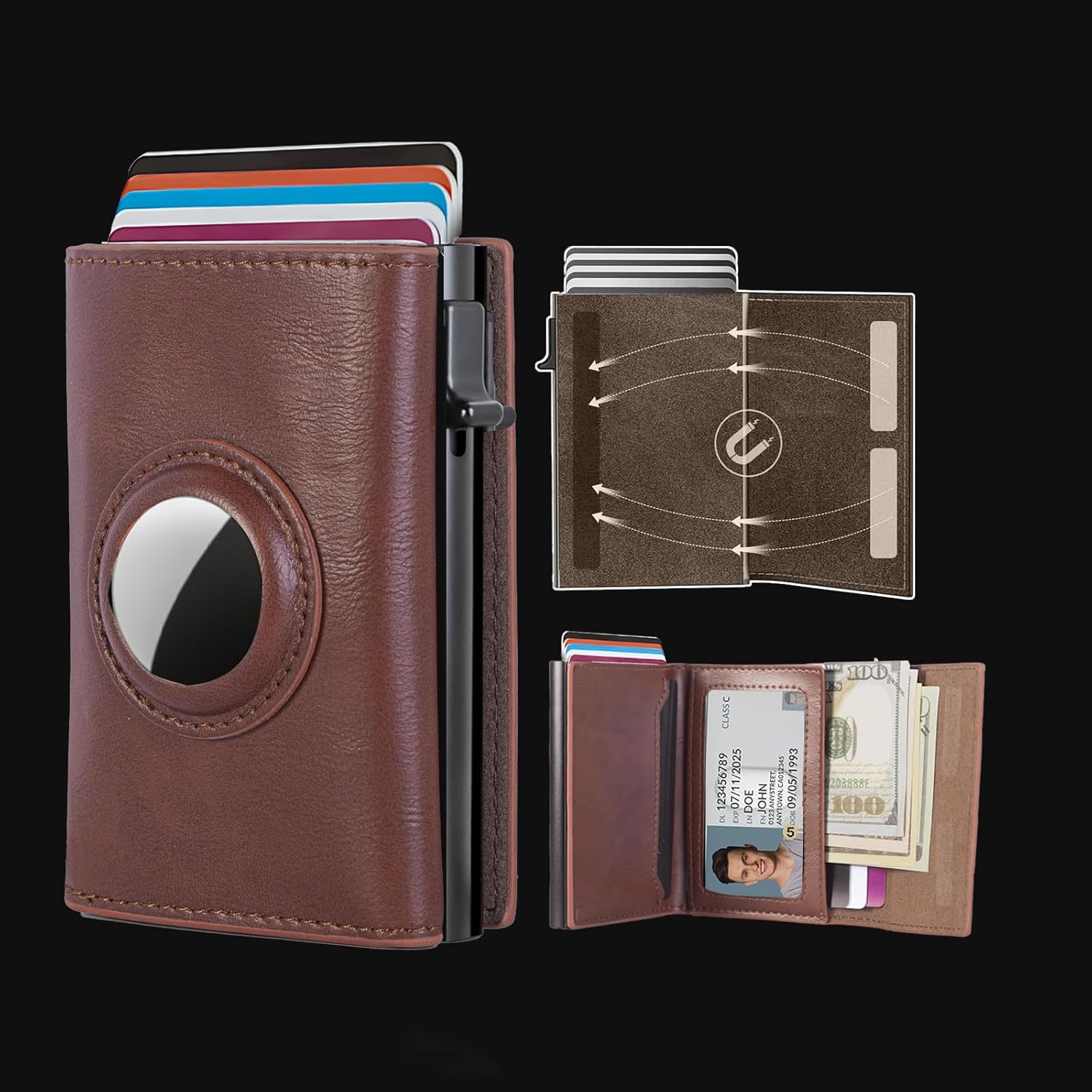 Men's Slim AirTag Wallet – RFID Blocking Leather Card Holder - Abbycart