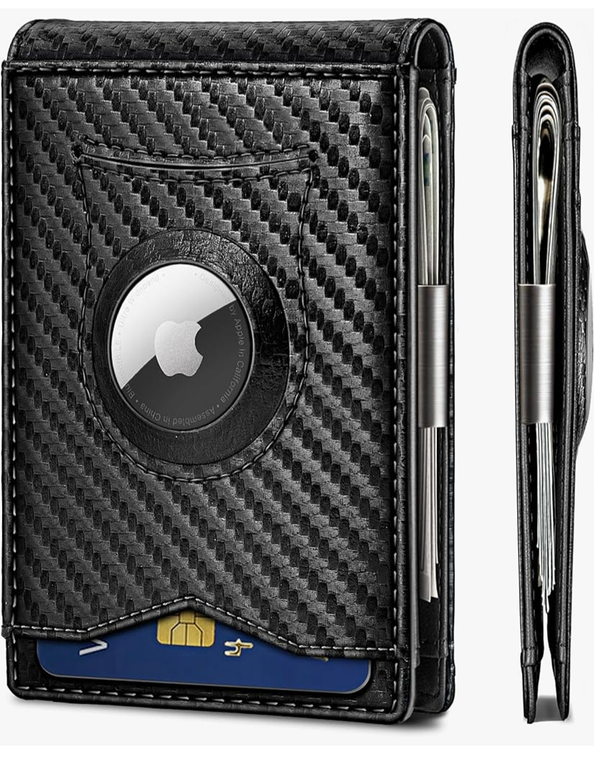 Men's Slim RFID Blocking AirTag Wallet – Genuine Leather Bifold with Card Holder