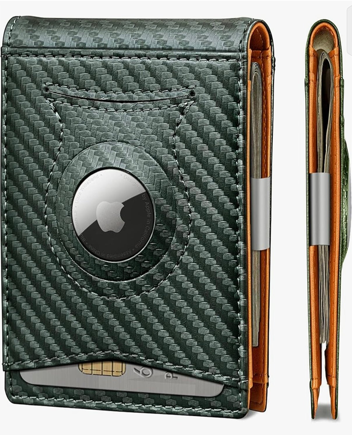 Men's Slim RFID Blocking AirTag Wallet – Genuine Leather Bifold with Card Holder
