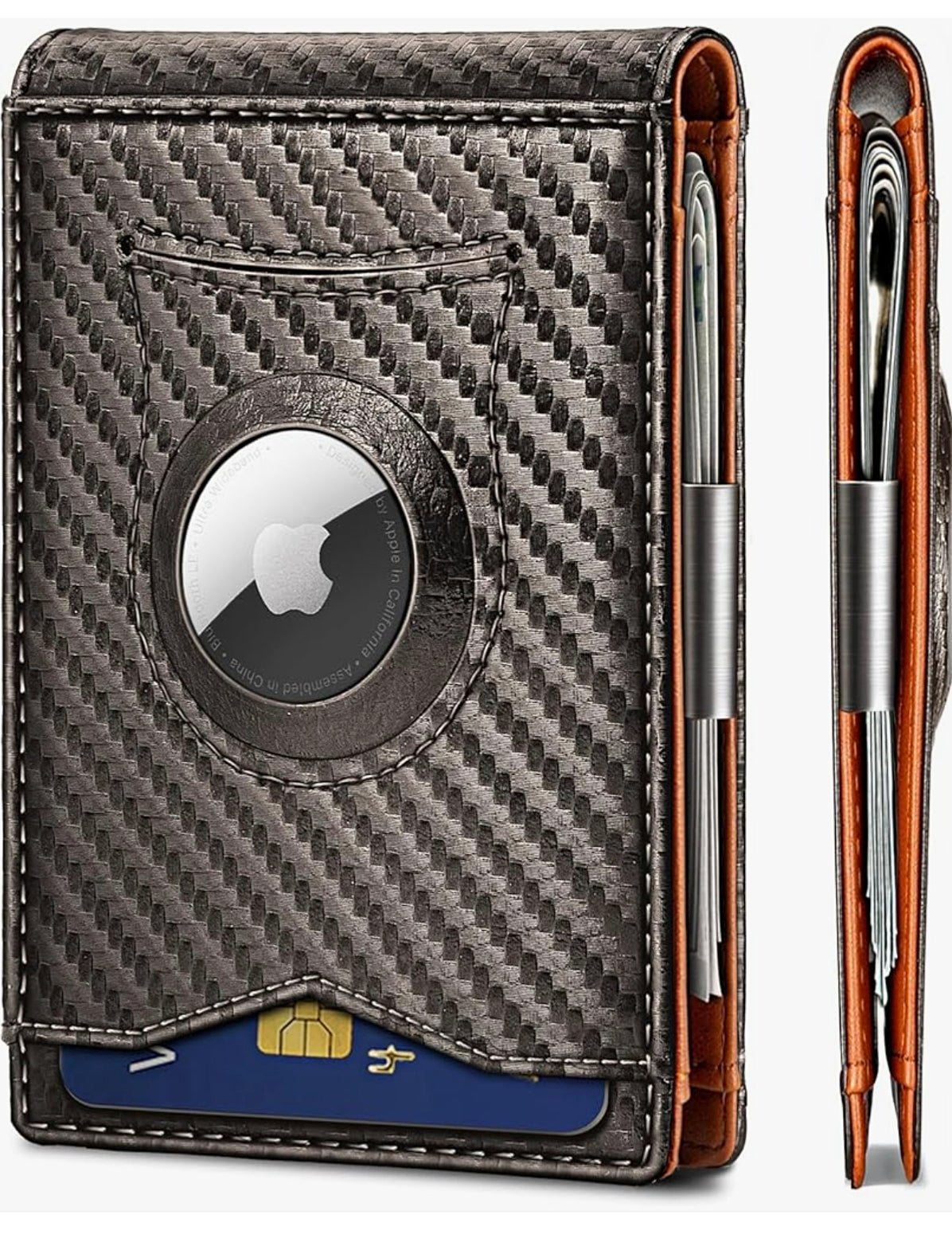 Men's Slim RFID Blocking AirTag Wallet – Genuine Leather Bifold with Card Holder