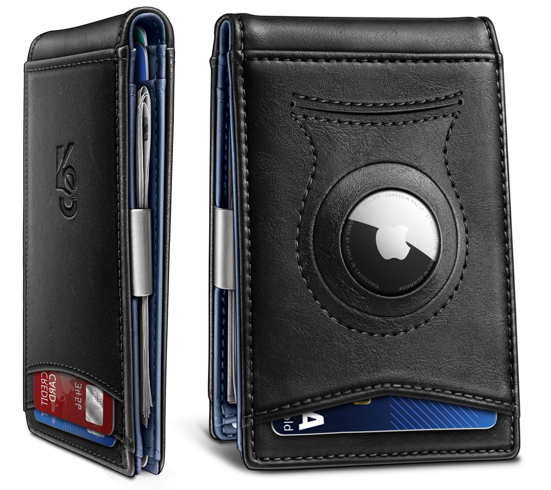 Men's Slim RFID Blocking AirTag Wallet – Genuine Leather Bifold with Card Holder - Abbycart