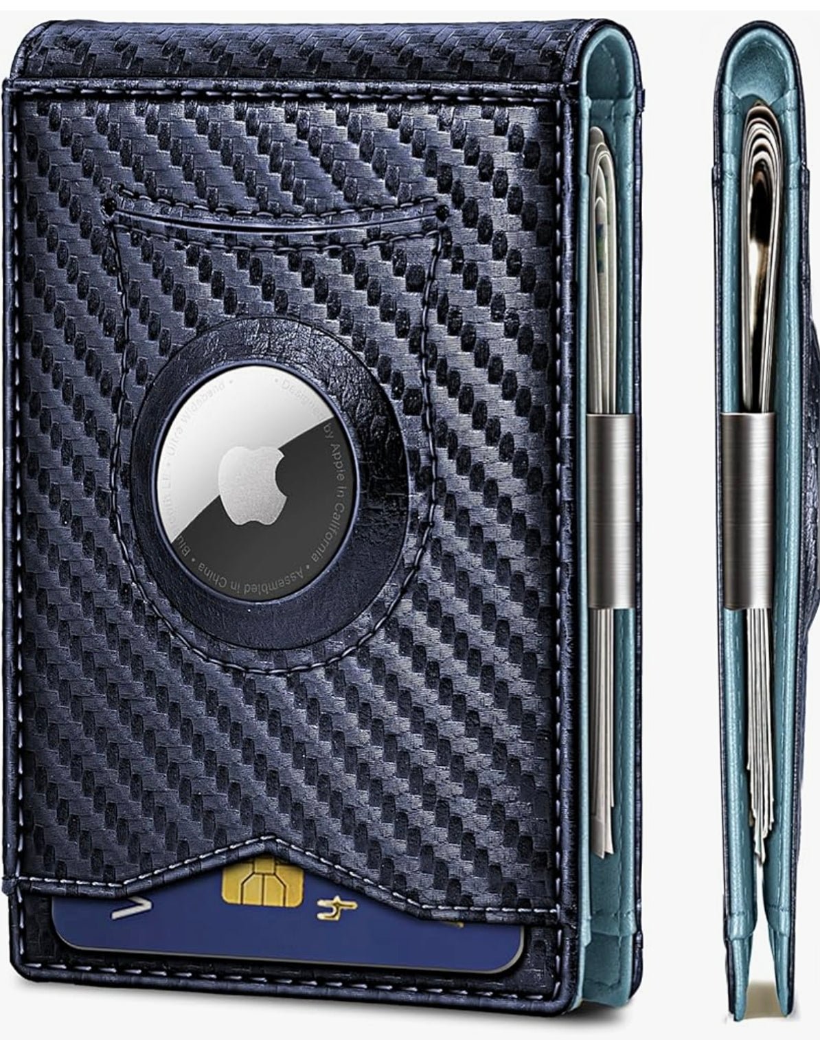 Men's Slim RFID Blocking AirTag Wallet – Genuine Leather Bifold with Card Holder