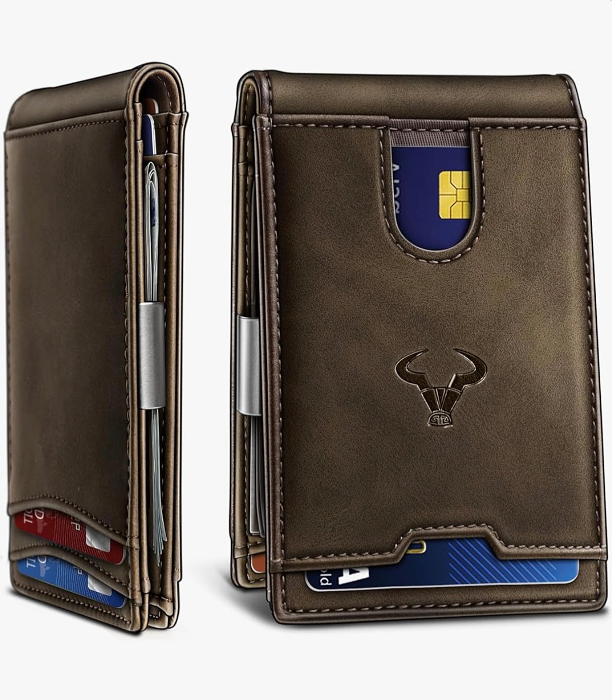 Men's Slim RFID Blocking AirTag Wallet – Genuine Leather Bifold with Card Holder