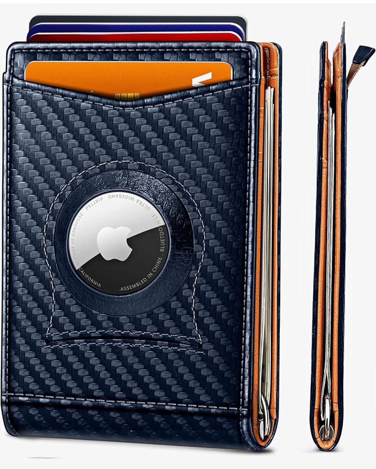 Men's Slim RFID Blocking AirTag Wallet – Genuine Leather Bifold with Card Holder
