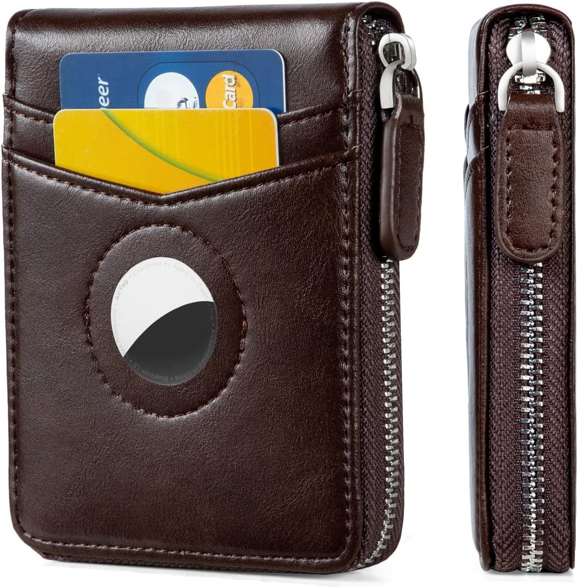 Men's Slim RFID Leather Wallet with AirTag Holder - Secure & Compact - Abbycart