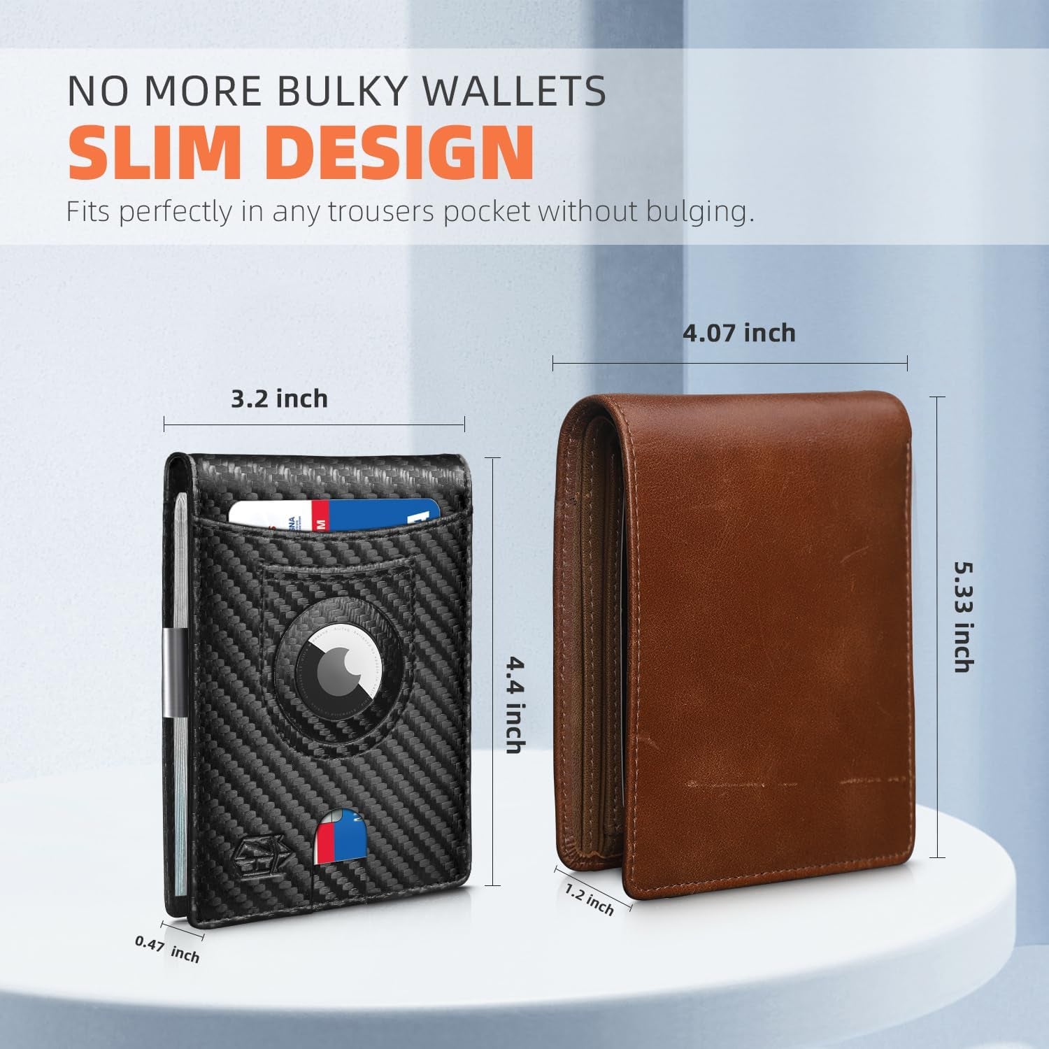 Men's Slim RFID Leather Wallet with AirTag Holder - Stylish & Secure - Abbycart