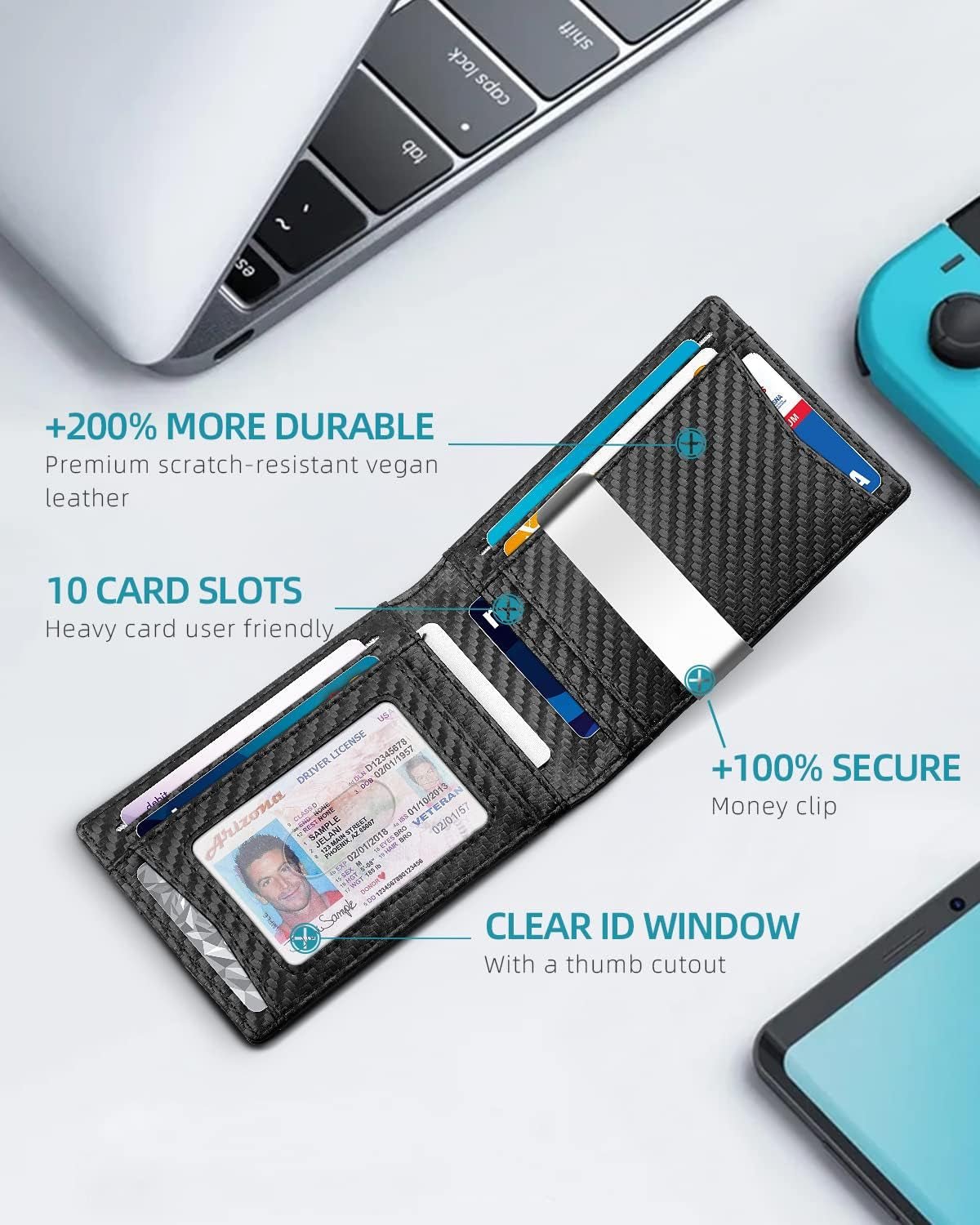 Men's Slim RFID Leather Wallet with AirTag Holder - Stylish & Secure - Abbycart