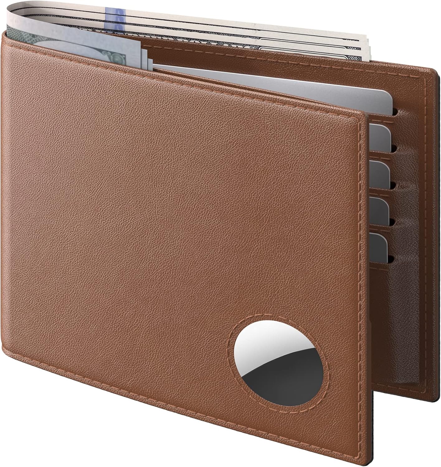 Men's Slim RFID Leather Wallet with AirTag Holder - Top Grain Bifold - Abbycart
