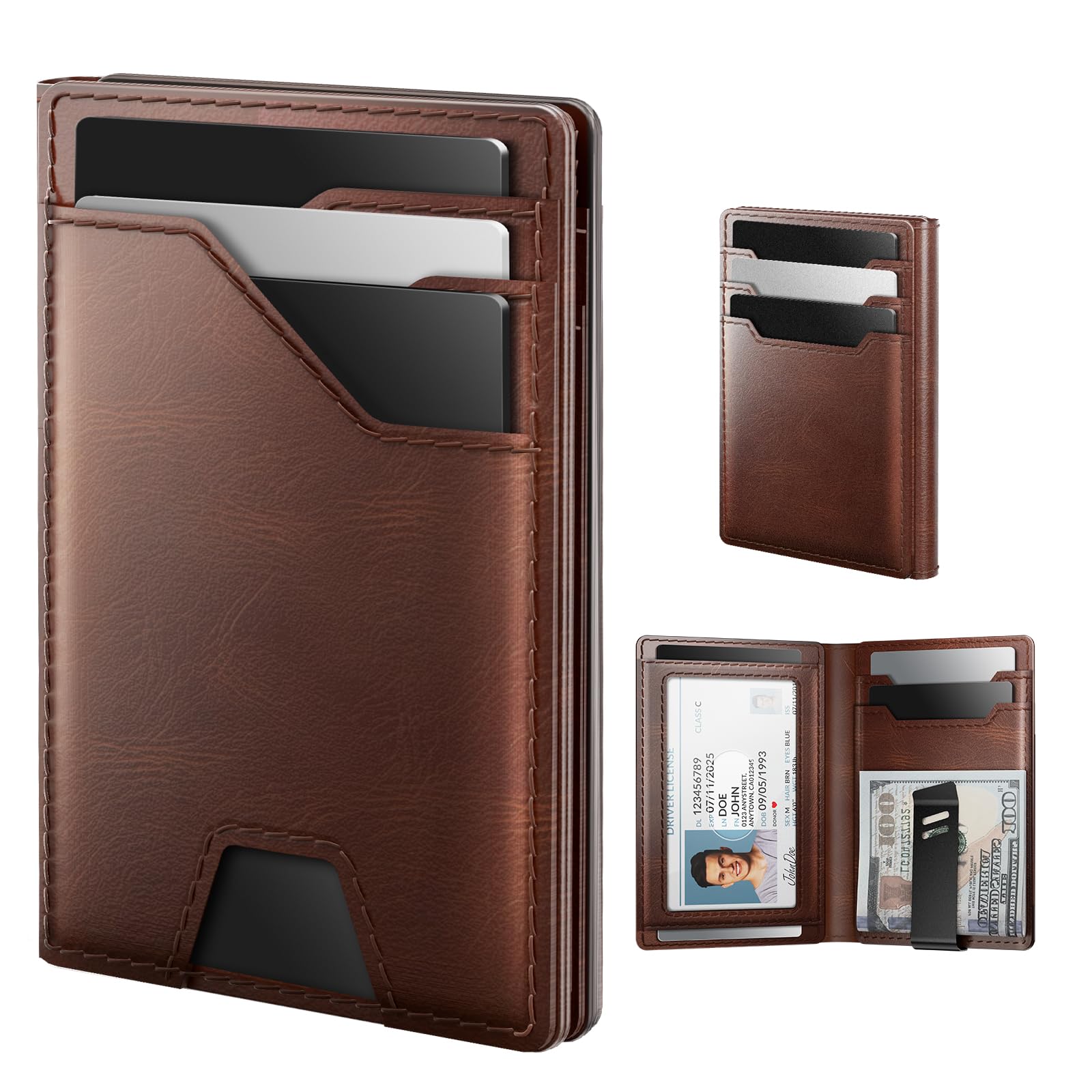 Men’s Slim RFID Leather Wallet with Money Clip – Front Pocket Design - Abbycart