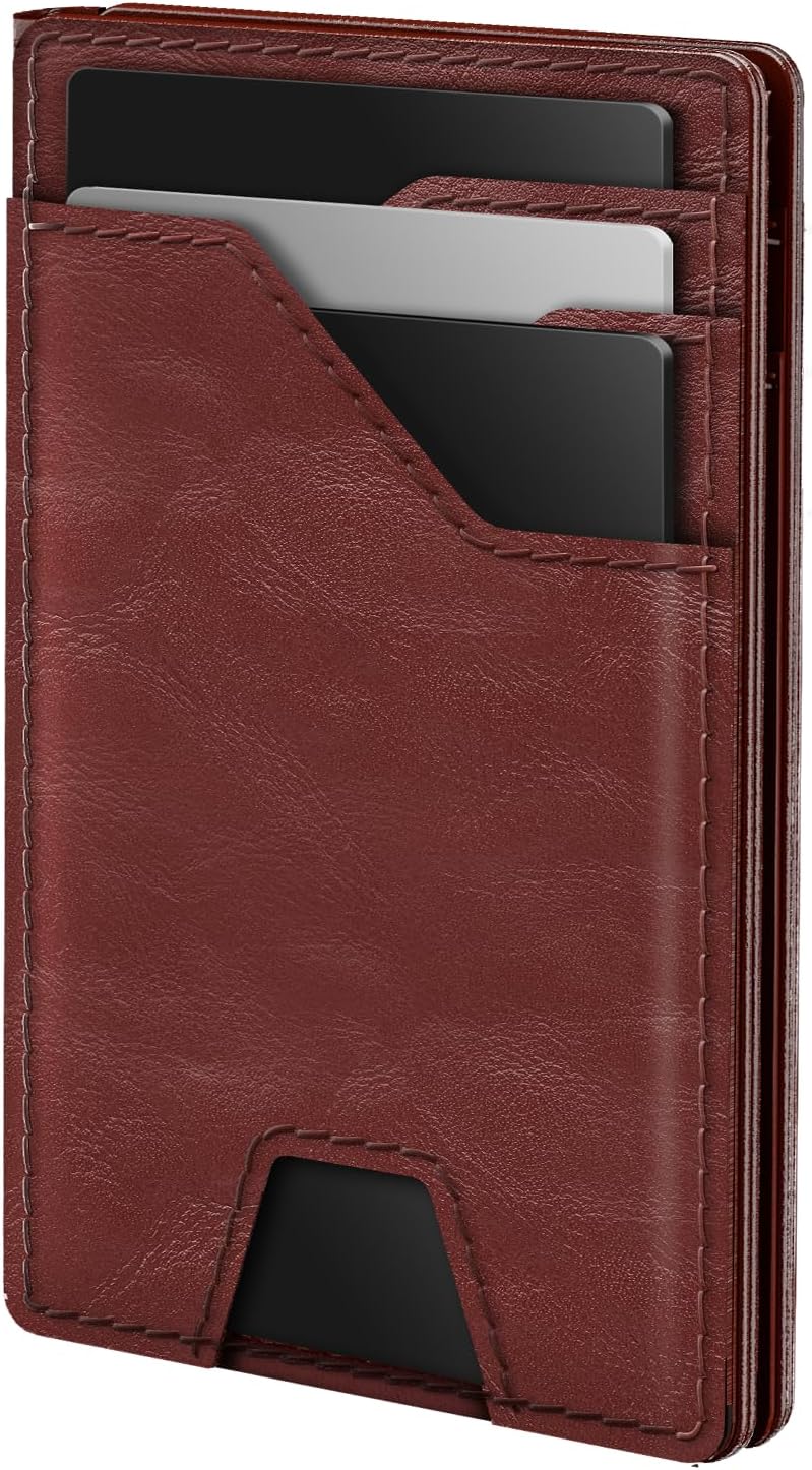 Men’s Slim RFID Leather Wallet with Money Clip – Front Pocket Design