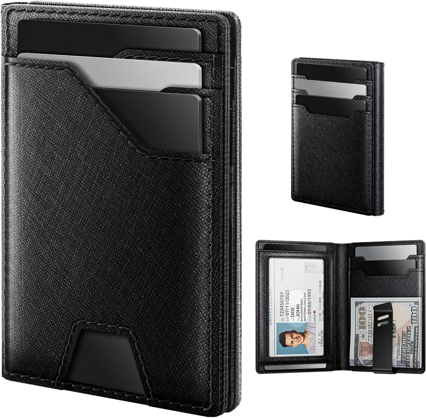 Men’s Slim RFID Leather Wallet with Money Clip – Front Pocket Design - Abbycart