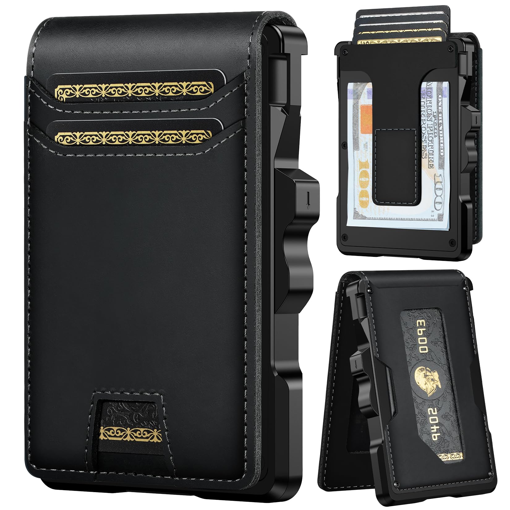 Men’s Slim RFID Leather Wallet with Pop-Up Card Holder