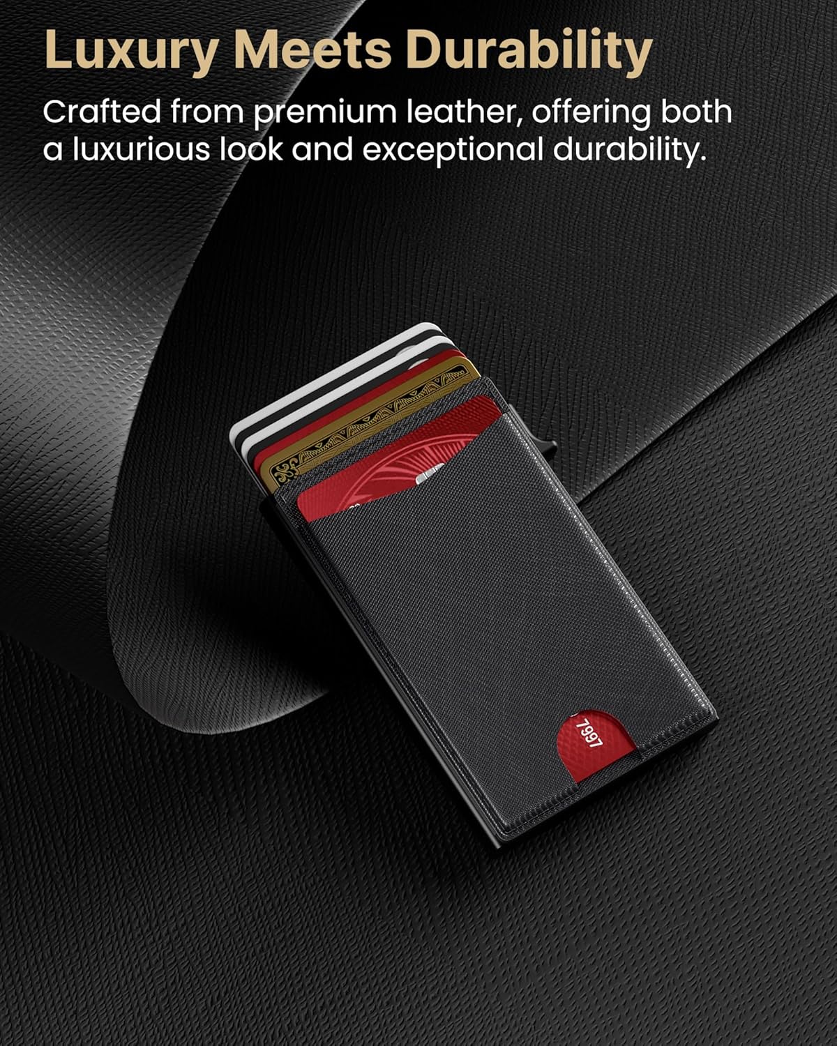 Men’s Slim RFID Pop-Up Wallet with ID Display & Money Clip
