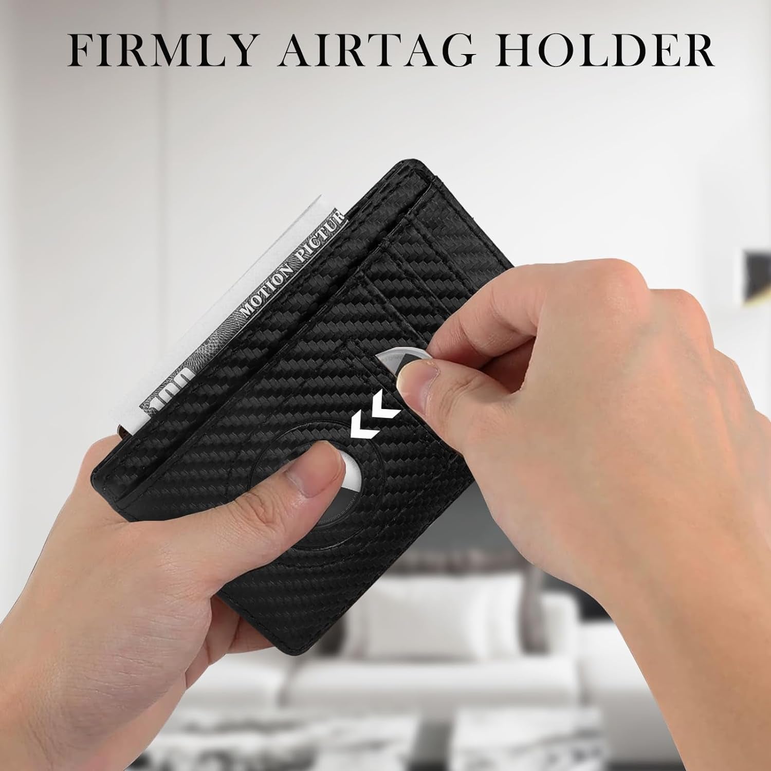 Men's Slim RFID Wallet with AirTag Holder - Carbon Fiber Front Pocket Wallet - Abbycart