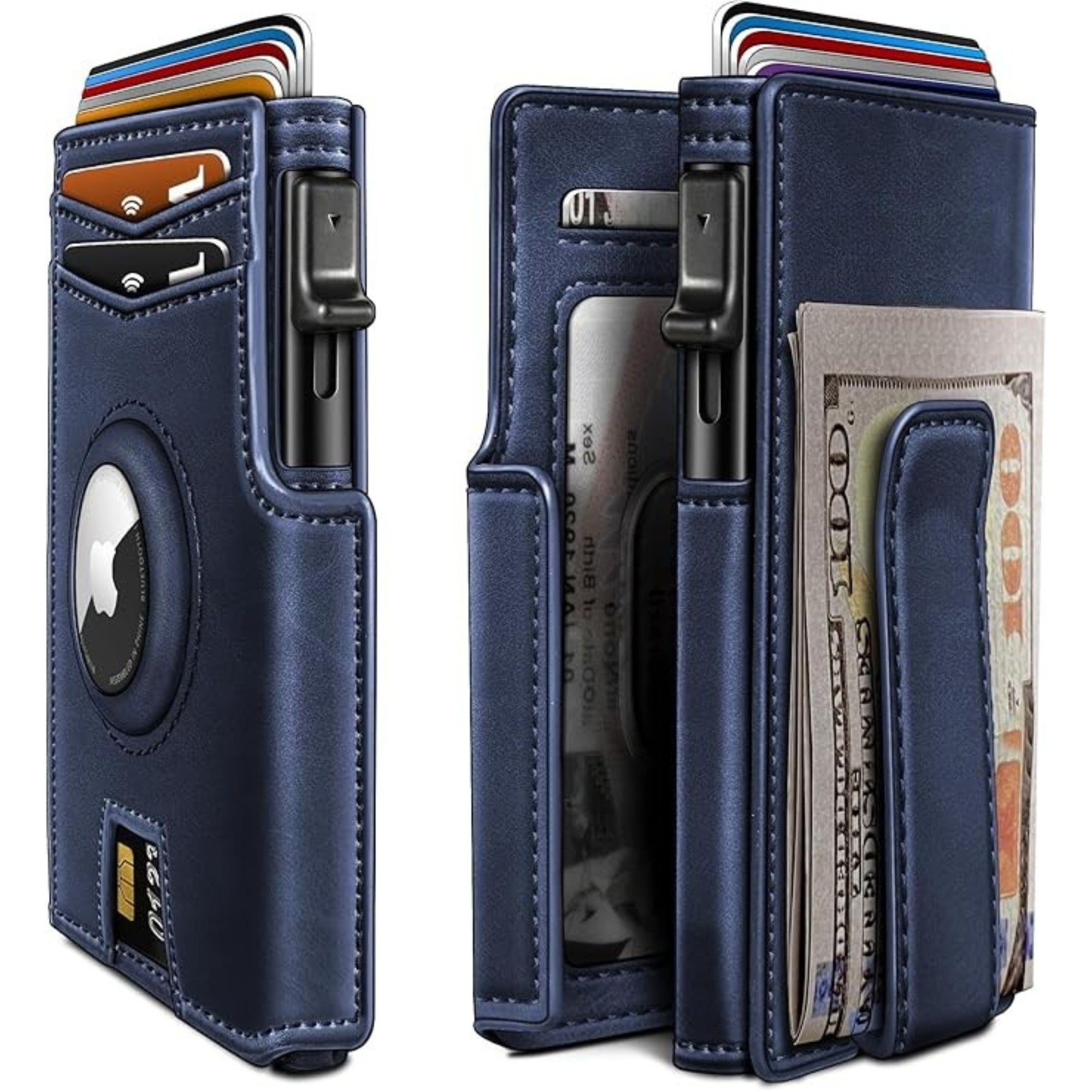 Men's Slim RFID Wallet with AirTag Holder - Secure & Stylish Leather Design