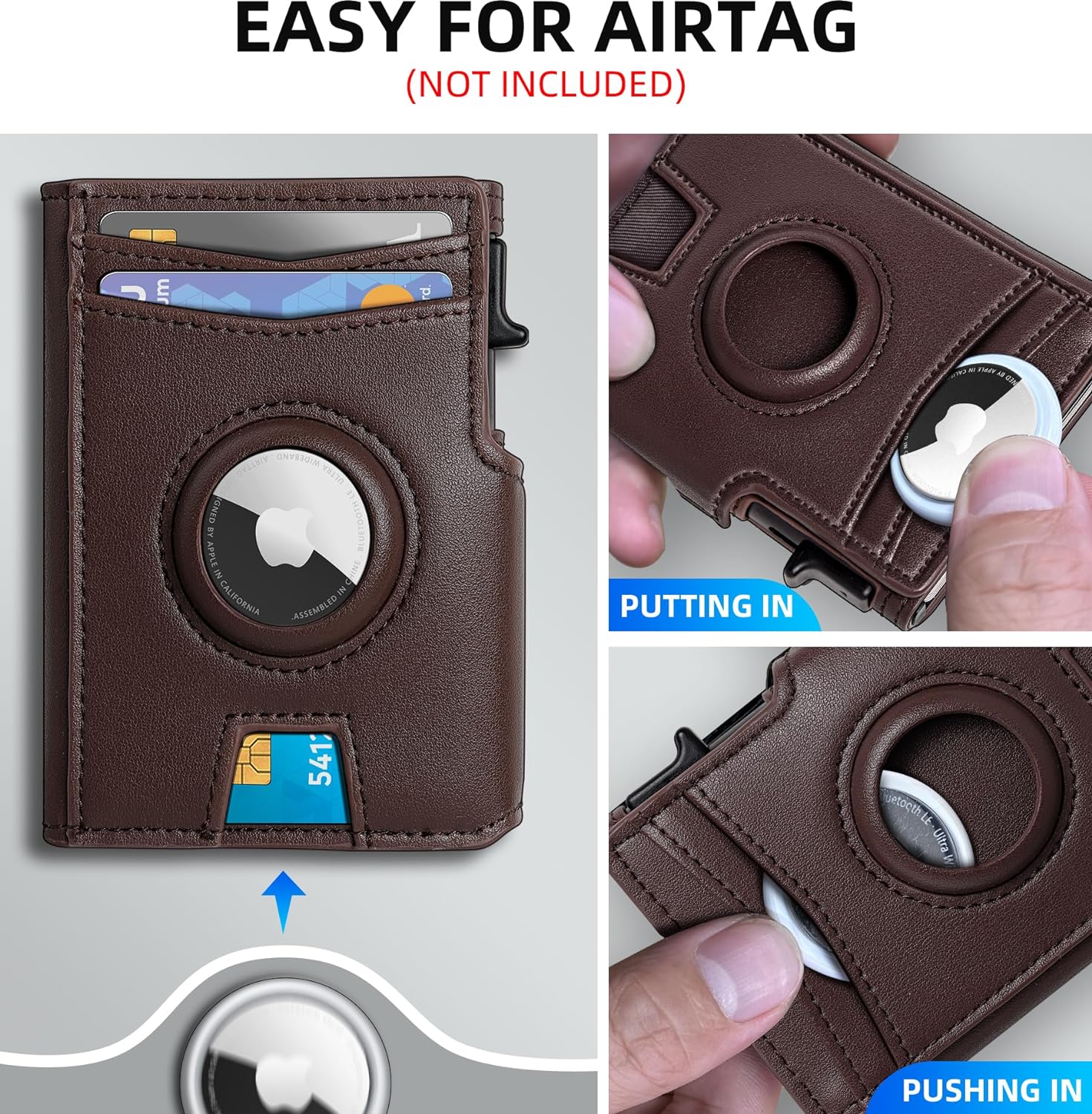 Men's Slim RFID Wallet with AirTag Holder - Secure & Stylish Leather Design - Abbycart