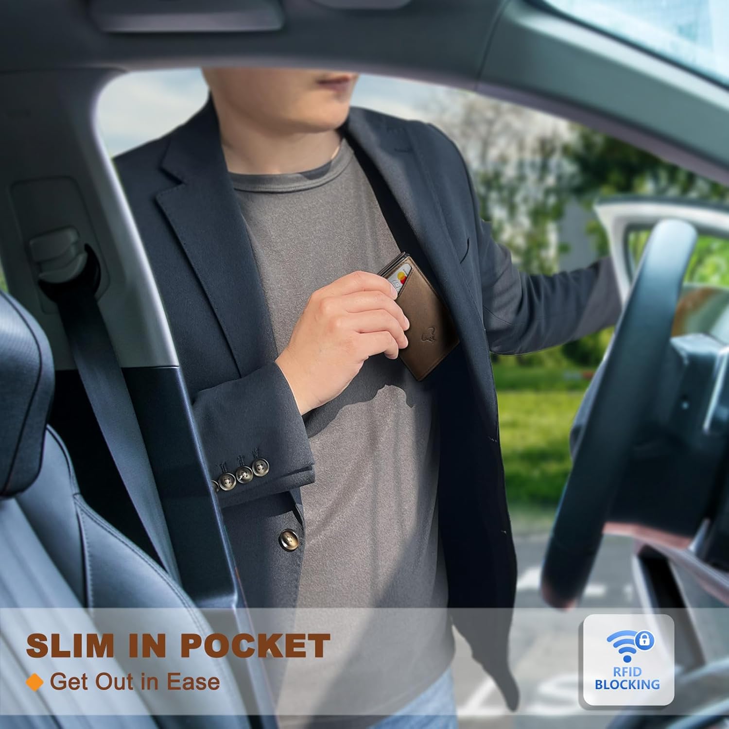 Men’s Slim RFID Wallet with Money Clip – Magnetic Pop - Up Card Holder - Abbycart