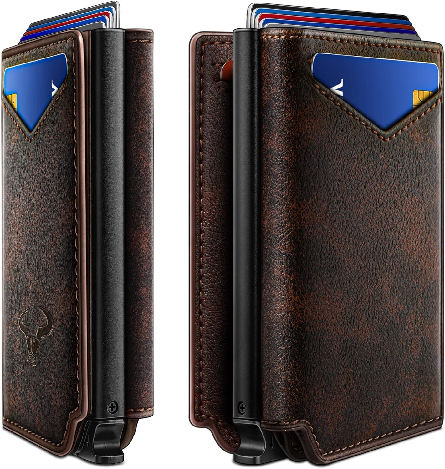 Men’s Slim RFID Wallet with Money Clip – Magnetic Pop-Up Card Holder
