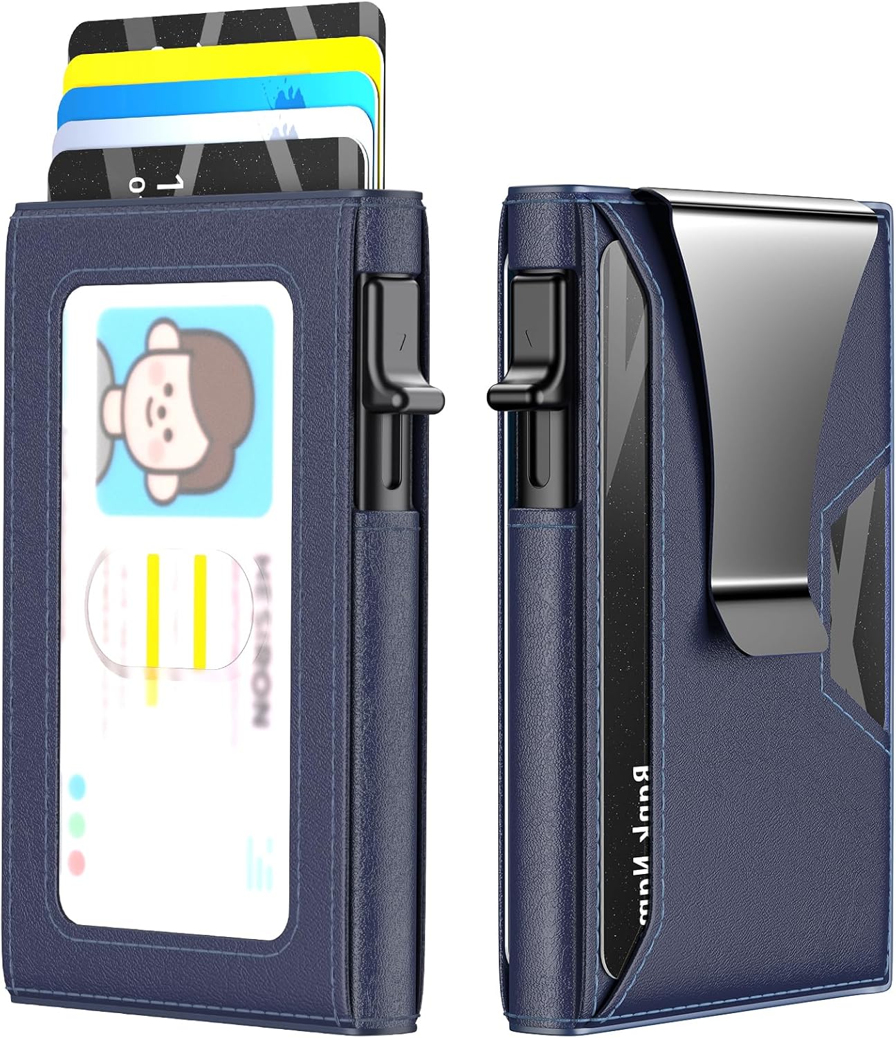 Men’s Slim RFID Wallet with Pop-Up Card Holder & Money Clip