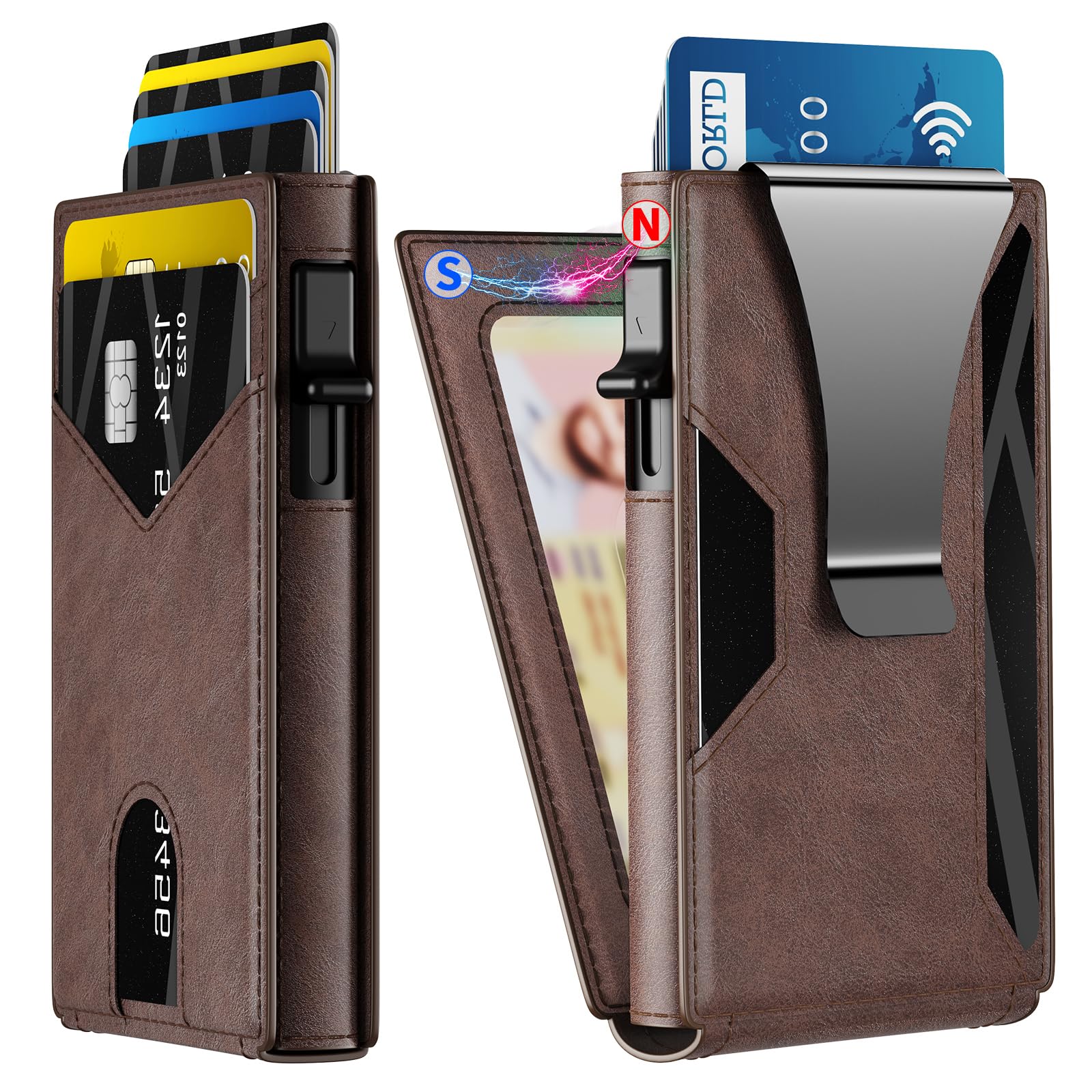 Men’s Slim RFID Wallet with Pop - Up Card Holder & Money Clip - Abbycart