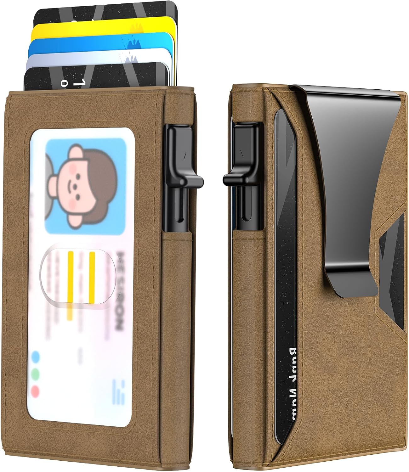 Men’s Slim RFID Wallet with Pop-Up Card Holder & Money Clip