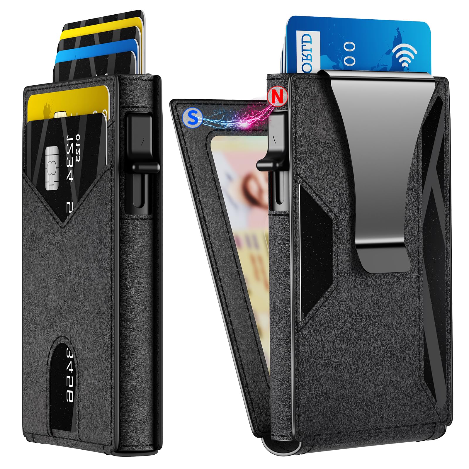 Men’s Slim RFID Wallet with Pop - Up Card Holder & Money Clip - Abbycart