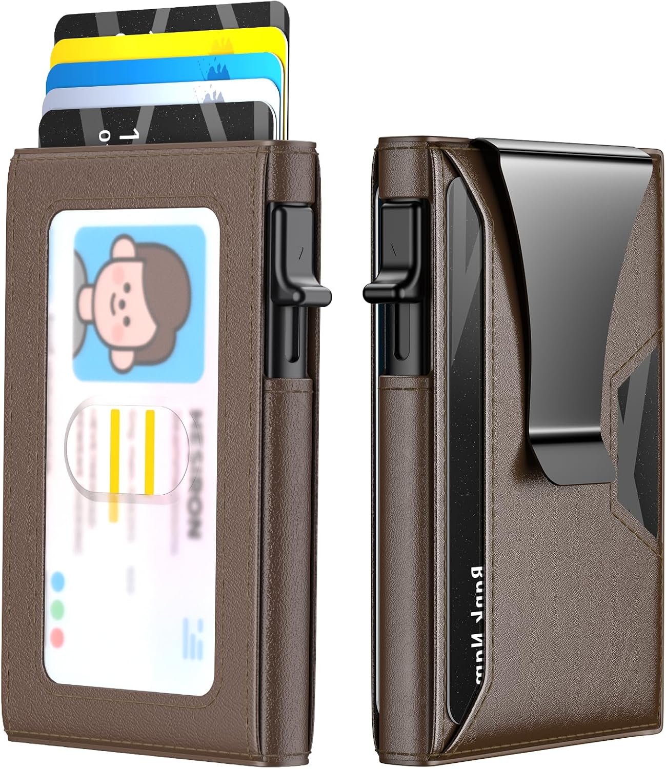 Men’s Slim RFID Wallet with Pop-Up Card Holder & Money Clip