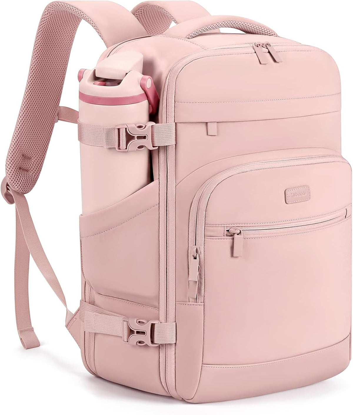 mibasies 30L Travel Backpack for Women & Men: Flight Approved Carry On Backpack, TSA Personal Item Bag with Water Bottle Pocket, Weekender Essentials Backpacks fits 15.6" Laptop - Pink