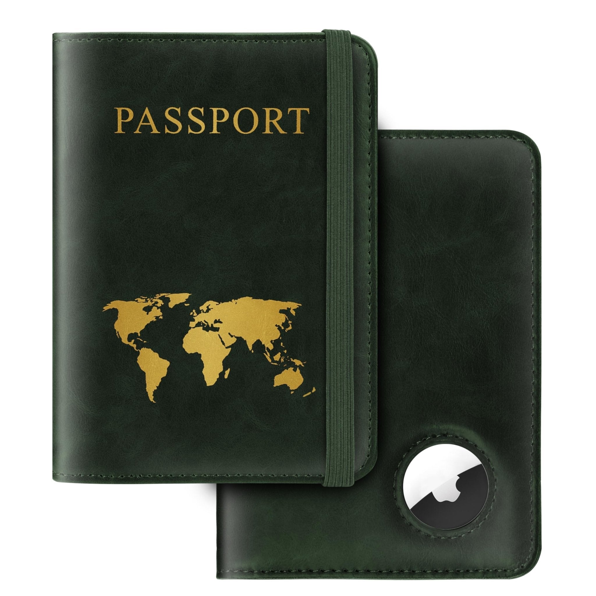 Passport Holder for Travel | RFID Blocking Leather Passport Wallet with AirTag Slot, Card Holder & Pen Slot Gift for Men Women - Abbycart