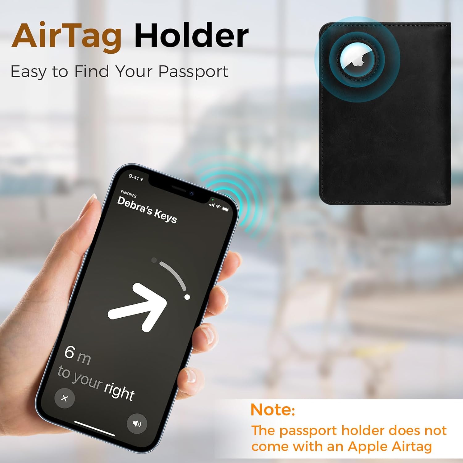 Passport Holder for Travel | RFID Blocking Leather Passport Wallet with AirTag Slot, Card Holder & Pen Slot Gift for Men Women - Abbycart