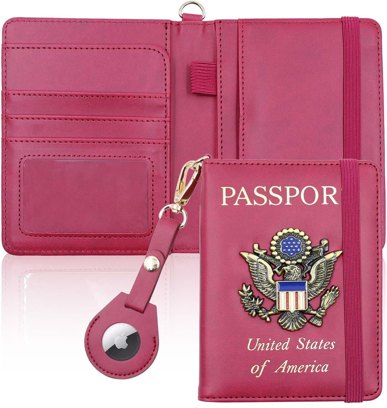 Passport Holder with Airtag Slot,Passport - Wallet - Holder for Women,For Family, Rfid Passport Book Card Slot Waterproof, Passport Holder for Travel (Moss Green1) - Abbycart
