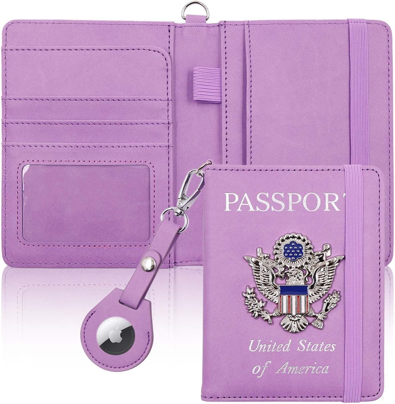 Passport Holder with Airtag Slot,Passport - Wallet - Holder for Women,For Family, Rfid Passport Book Card Slot Waterproof, Passport Holder for Travel (Moss Green1) - Abbycart