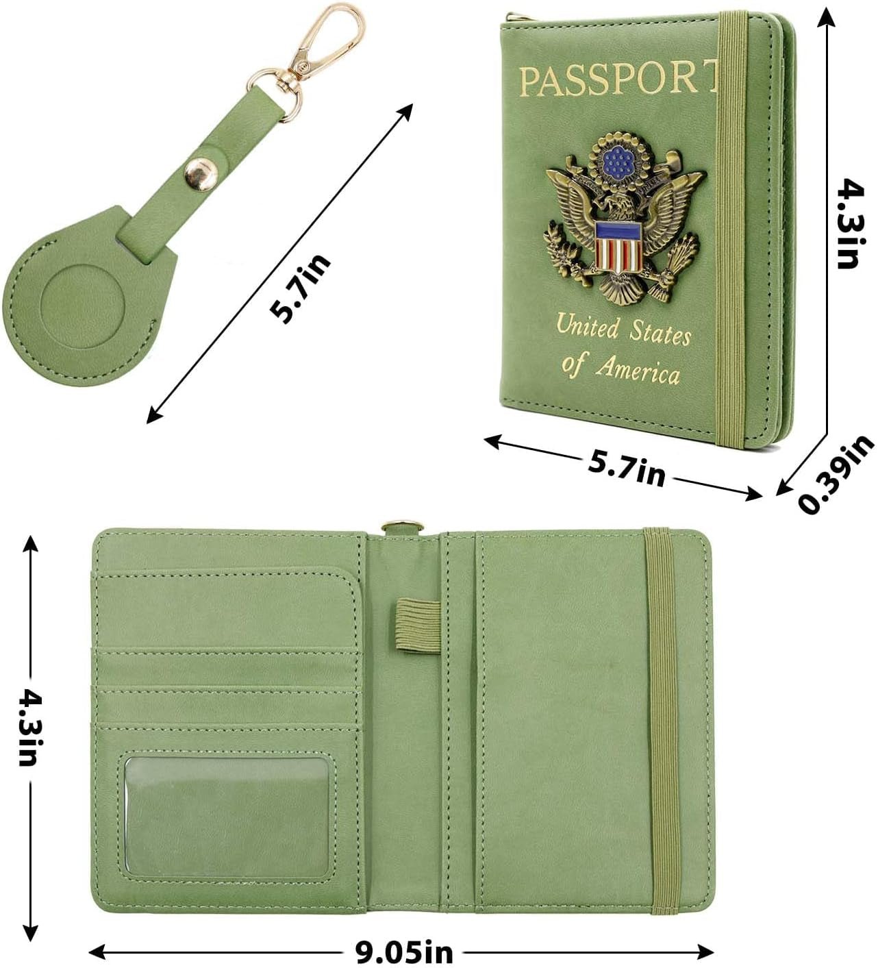 Passport Holder with Airtag Slot,Passport - Wallet - Holder for Women,For Family, Rfid Passport Book Card Slot Waterproof, Passport Holder for Travel (Moss Green1) - Abbycart