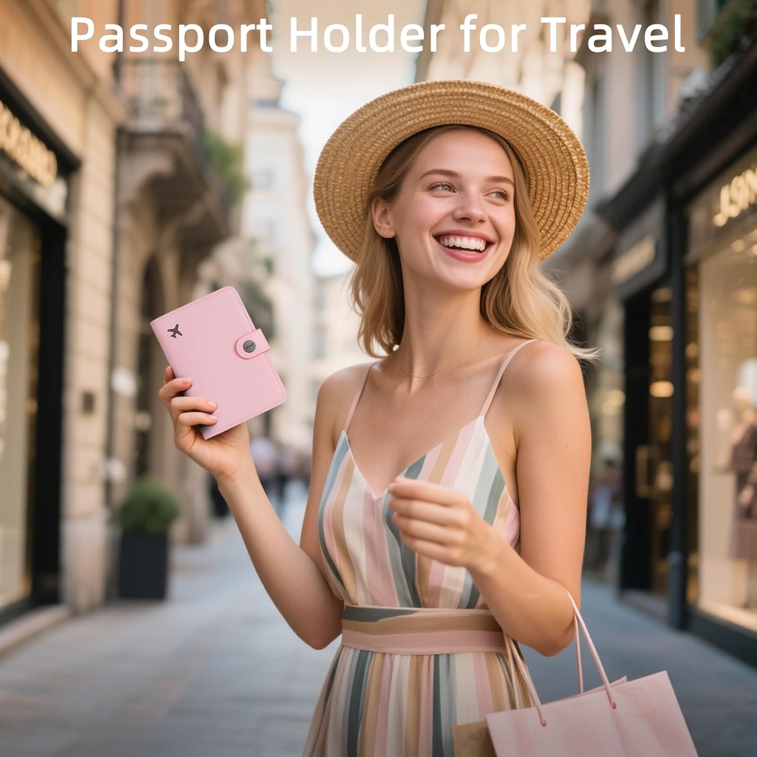 Pink RFID Passport Holder Travel Wallet for Women with Card Slots