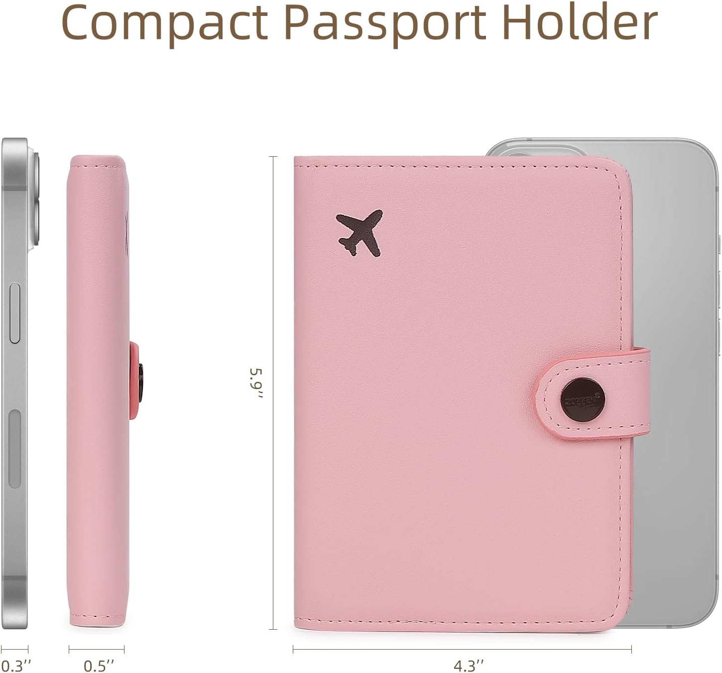 Pink RFID Passport Holder Travel Wallet for Women with Card Slots