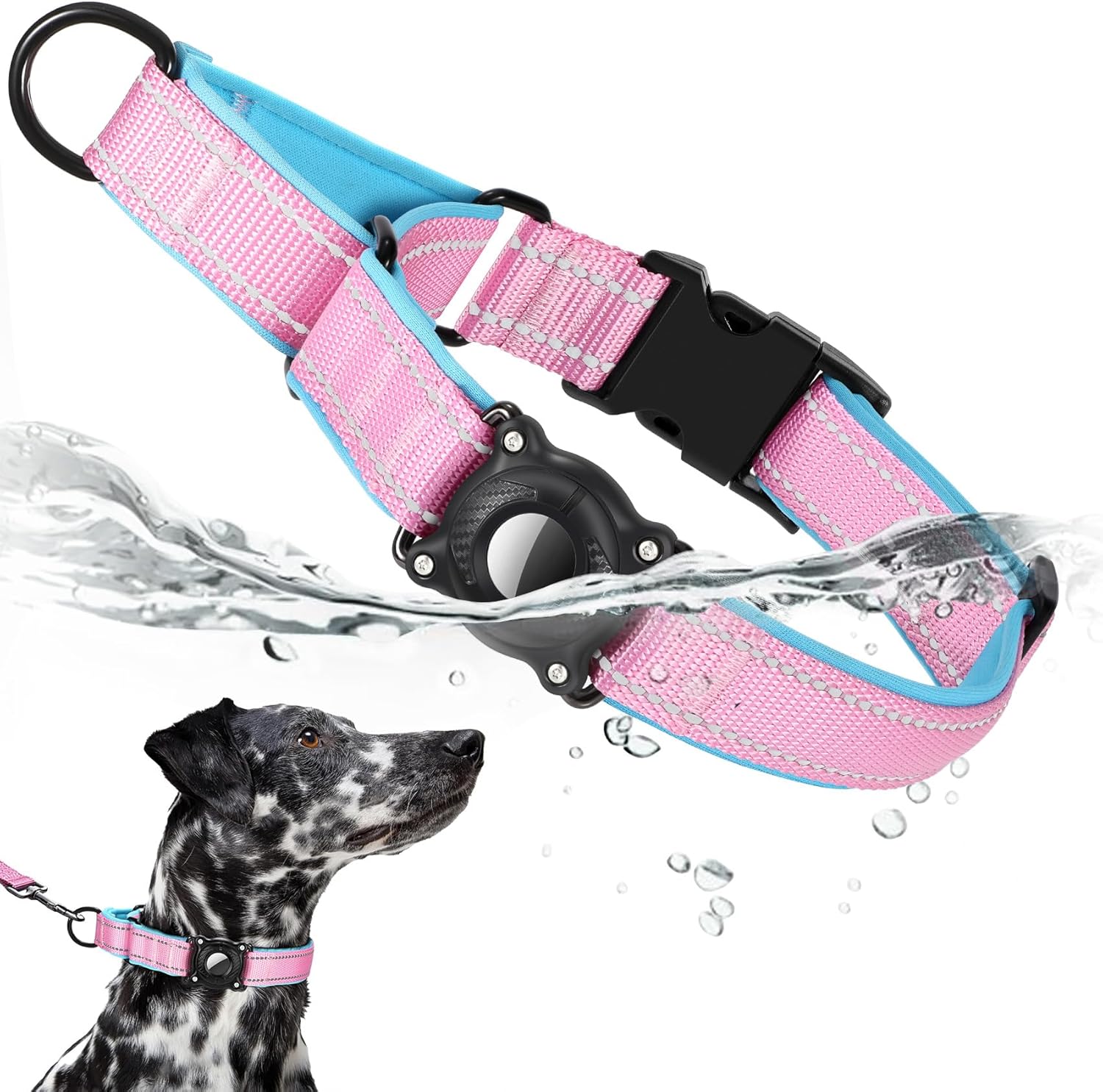 Waterproof Airtag Dog Collar with Martingale & Reflective Design
