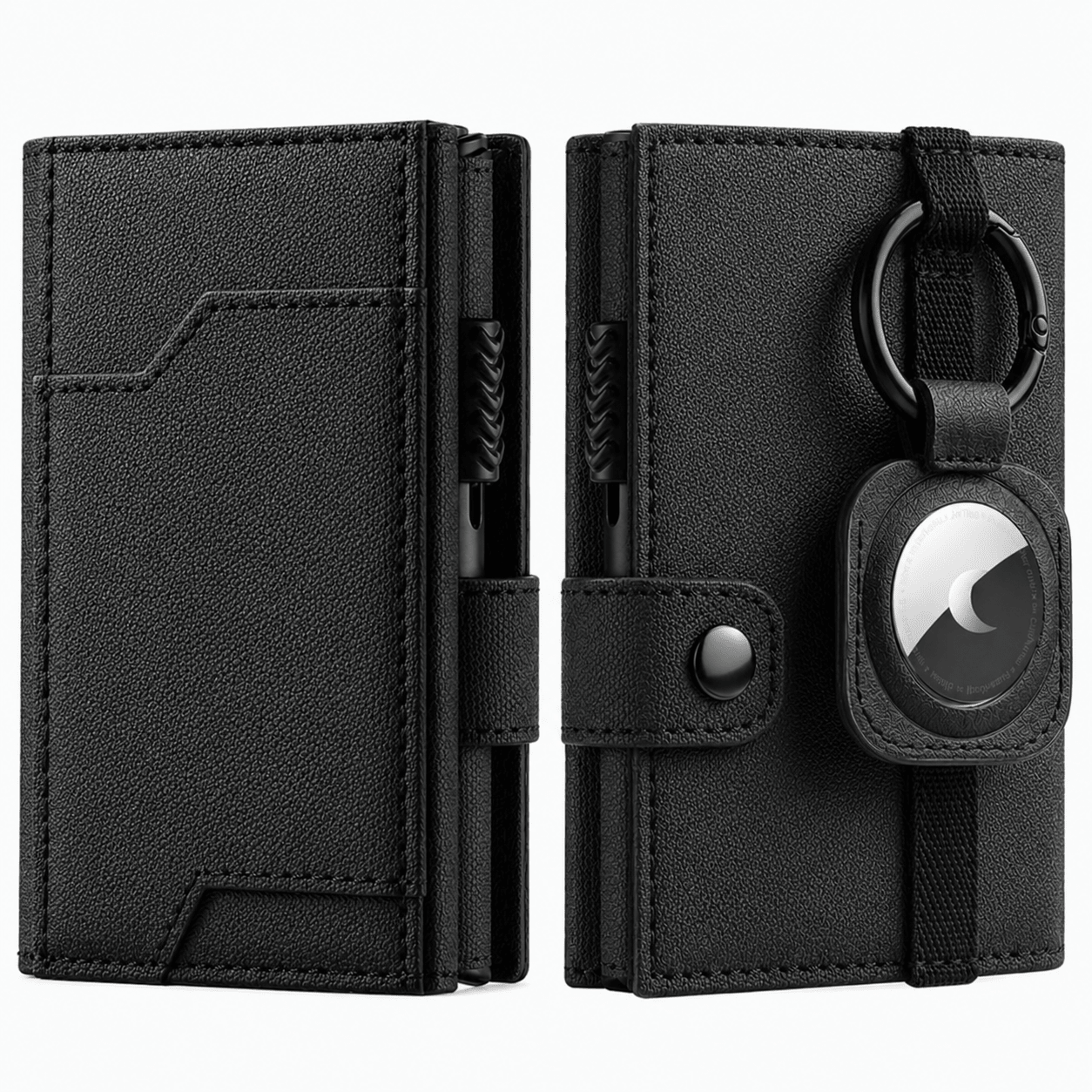 Pop-up Leather Wallet with AirTag Holder and RFID Blocking