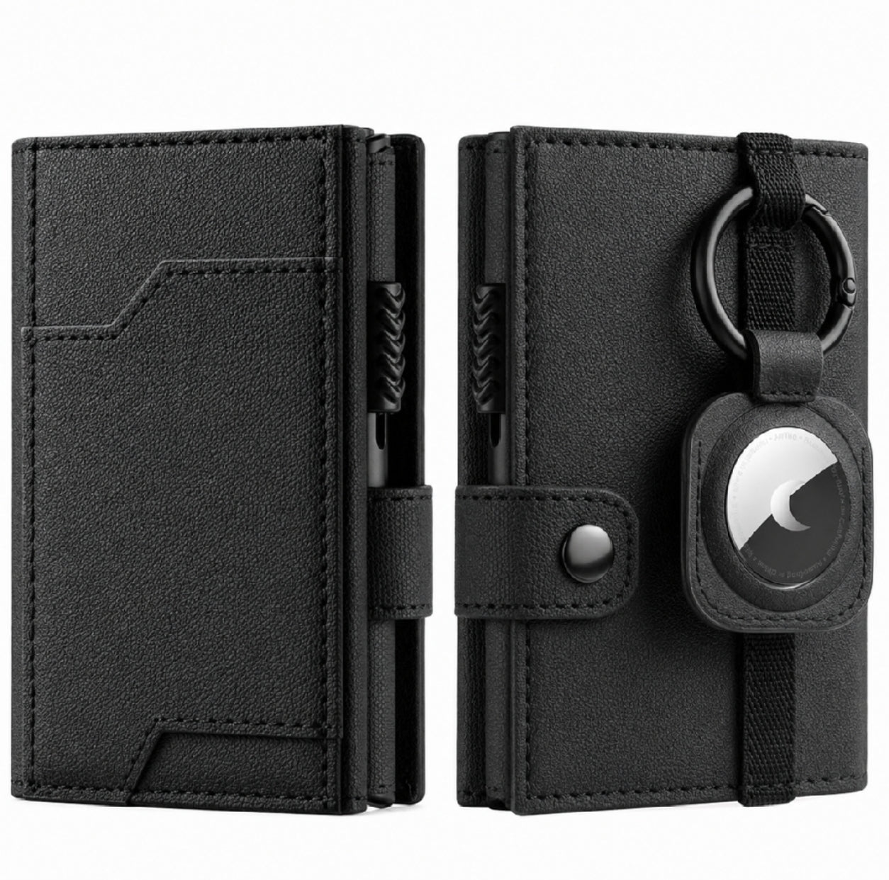 Pop-up Leather Wallet with AirTag Holder and RFID Blocking