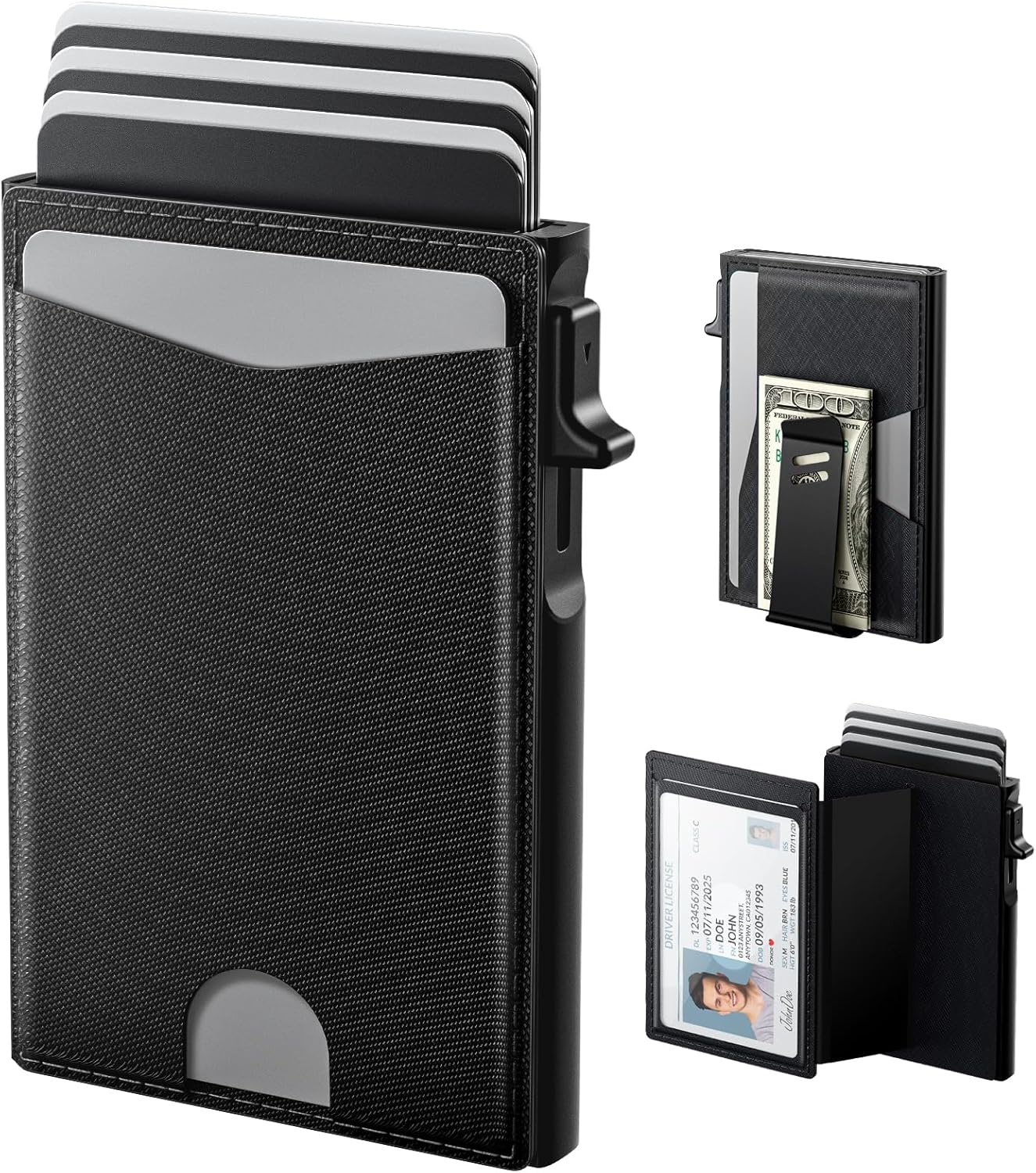 Pop Up Wallet for Men RFID Blocking Slim Leather Front Pocket