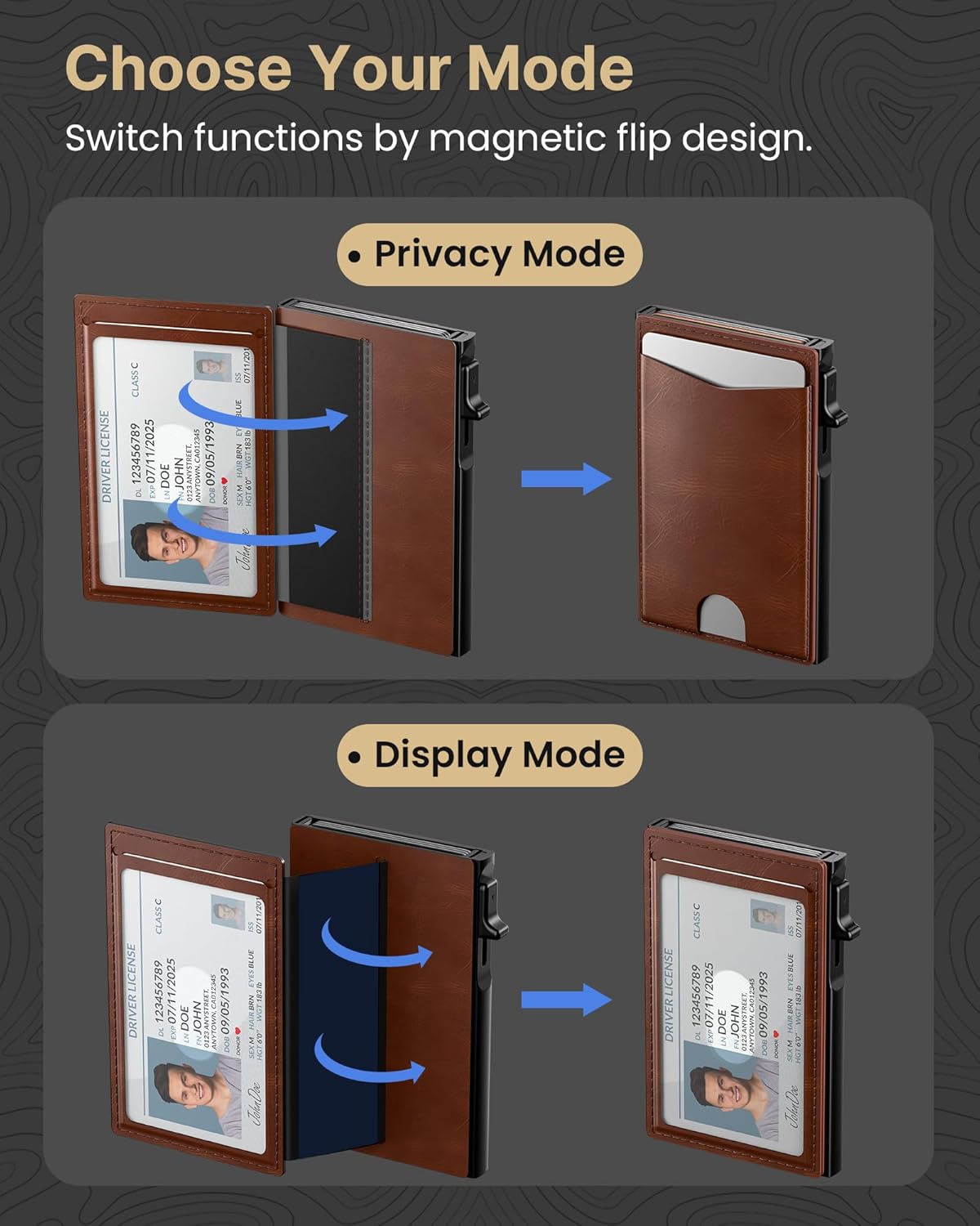 Pop Up Wallet for Men RFID Blocking Slim Leather Front Pocket