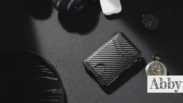 Slim RFID Wallet for Men – Carbon Fiber Pop-Up Card Holder with Money Clip, Magnetic Closure & ID Window