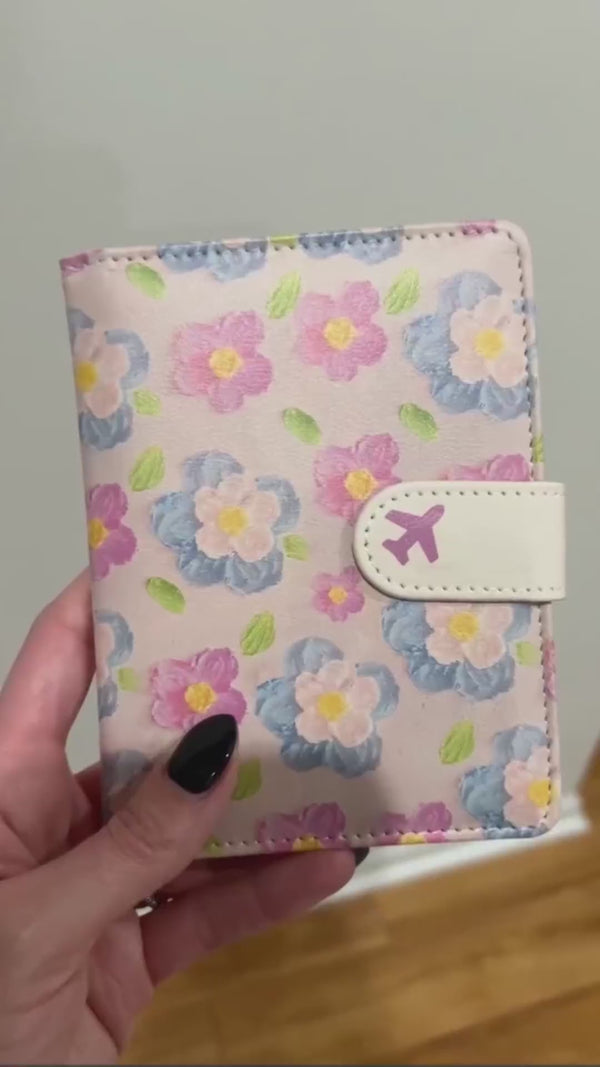 RFID Leather Passport Holder Travel Wallet with Magnetic Closure