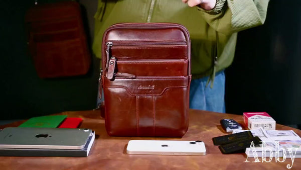 Genuine Leather Messenger Bag for Business, Laptop & Travel