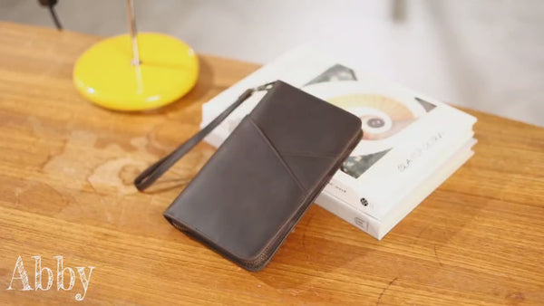 Full-Grain Leather Passport Holder with AirTag Slot | RFID Travel Wallet