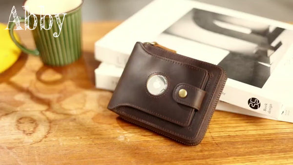 AirTag Wallet for Men – Full Grain Leather RFID Bifold